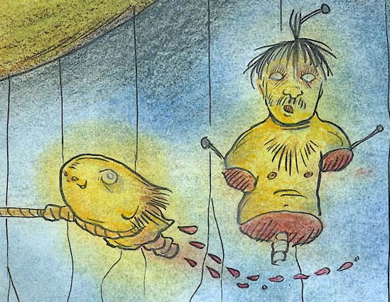 Lunatic picture, bipolar psychotic art, alternative art the Light Bulb drawing 